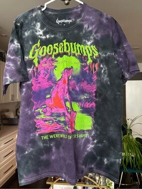 Goosebumps Short Sleeve Tie-Dye Tee - Neon Wolf Graphic